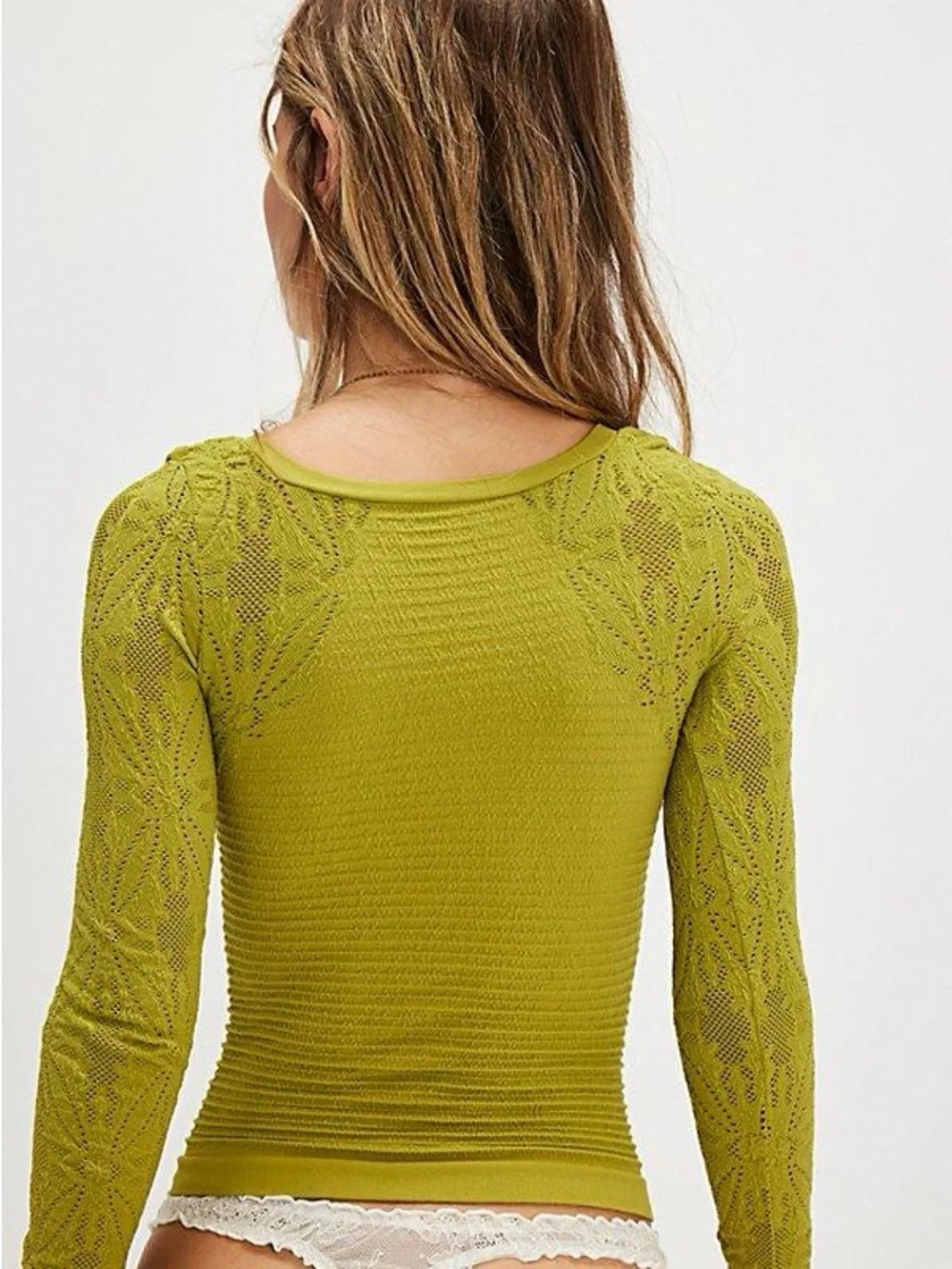 NWT Free People Intimately So Many Likes Long Sleeve Green Top (M/L)